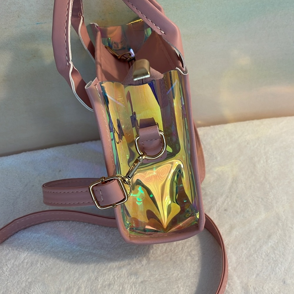 Clear Reflective Crossbody Hello Weekend Pink EUC - Picture 6 of 7